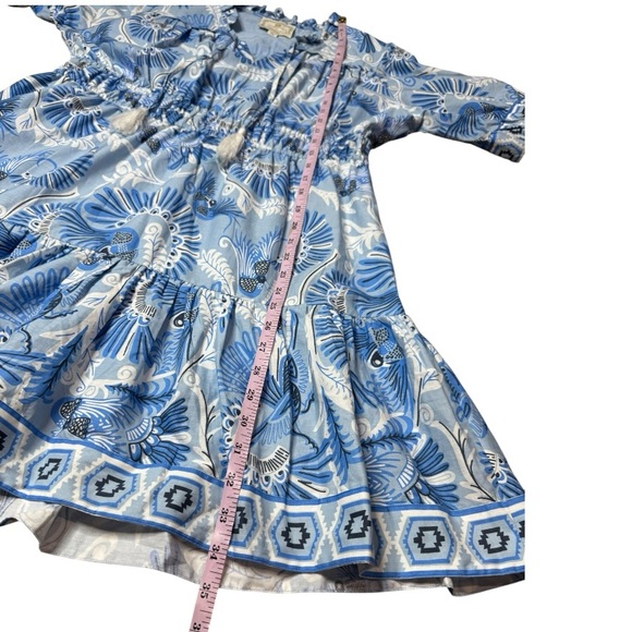 Sail to Sable CK Bradley Print Puff Sleeve Cotton Dress with Tassels size L - Picture 11 of 13